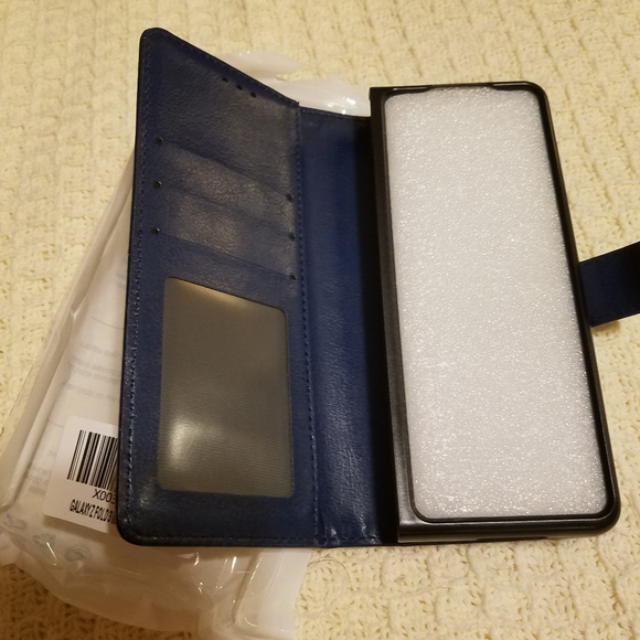 Blue Samsung Galaxy Z Fold 3 Case, Wallet Pouch Cover Kickstand Credit Card Slot - Picture 11 of 12